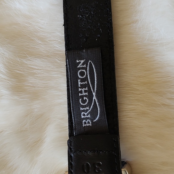 Brighton Leather Silver-tone Beaded Black Floral Belt SZ: 6/8 main image 13
